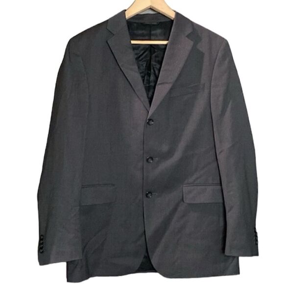 Banana Republic Modern Blazer Jacket Mens 40R Dark Gray Three Button 100% Wool - Picture 1 of 12